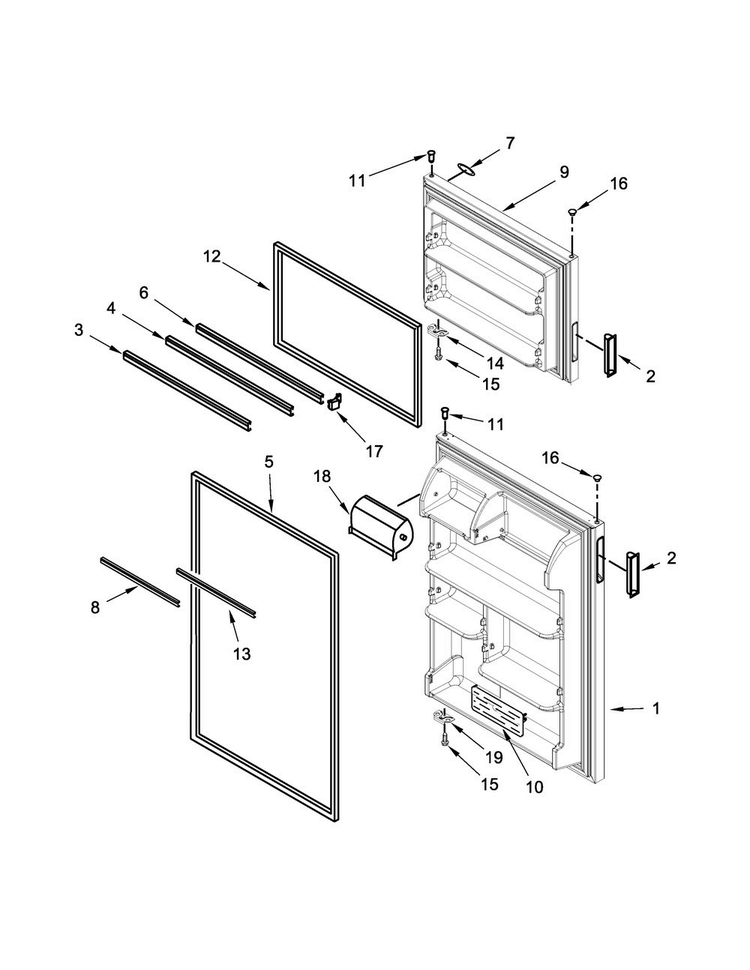 Door Parts Diagram and Parts List for ART308FFDB02  Amana Refrigerator