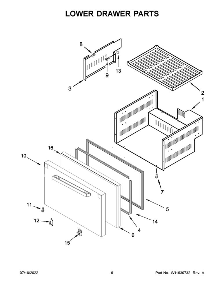Lower Drawer Parts Diagram and Parts List for JUDFP242HM11  Maytag Refrigerator