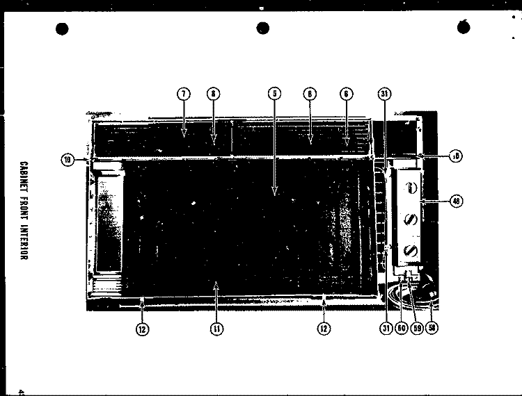 CABINET FRONT INTERIOR Diagram and Parts List for 215-3SP  Amana Air Conditioner