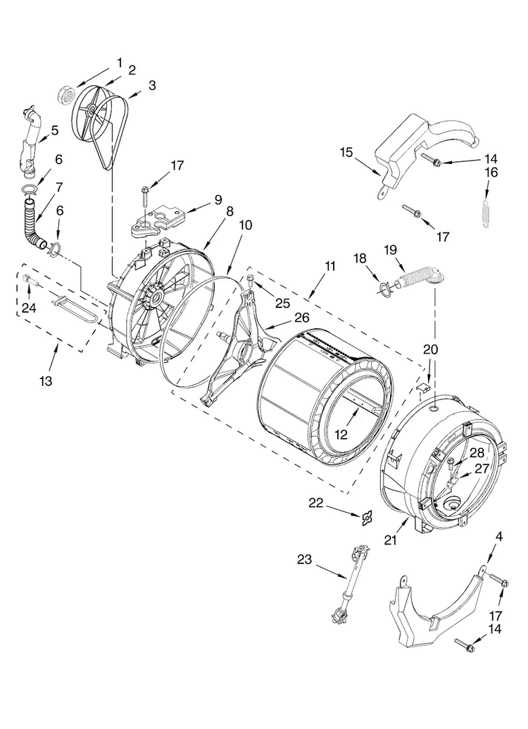 Tub And Basket Parts, Optional Parts Diagram and Parts List for MHWZ600TB02  Maytag Washer