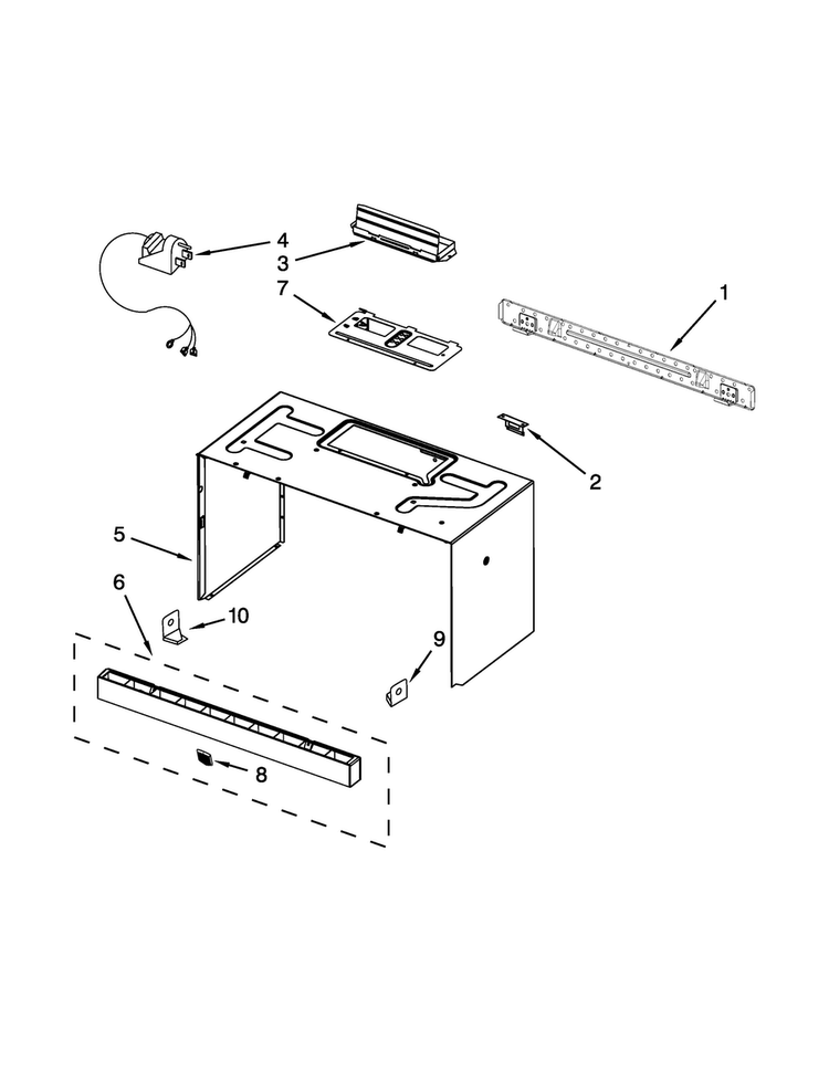 Cabinet And Installation Parts Diagram and Parts List for MMV4203WB3  Maytag Microwave