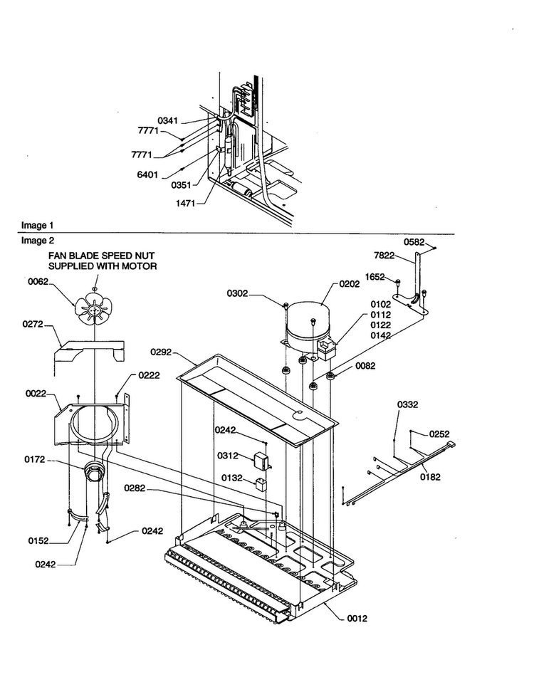 Machine Compartment Diagram and Parts List for TR25V2E-P1316102WE  Amana Refrigerator