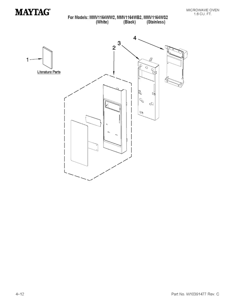 Control Panel Parts Diagram and Parts List for MMV1164WW2  Maytag Microwave