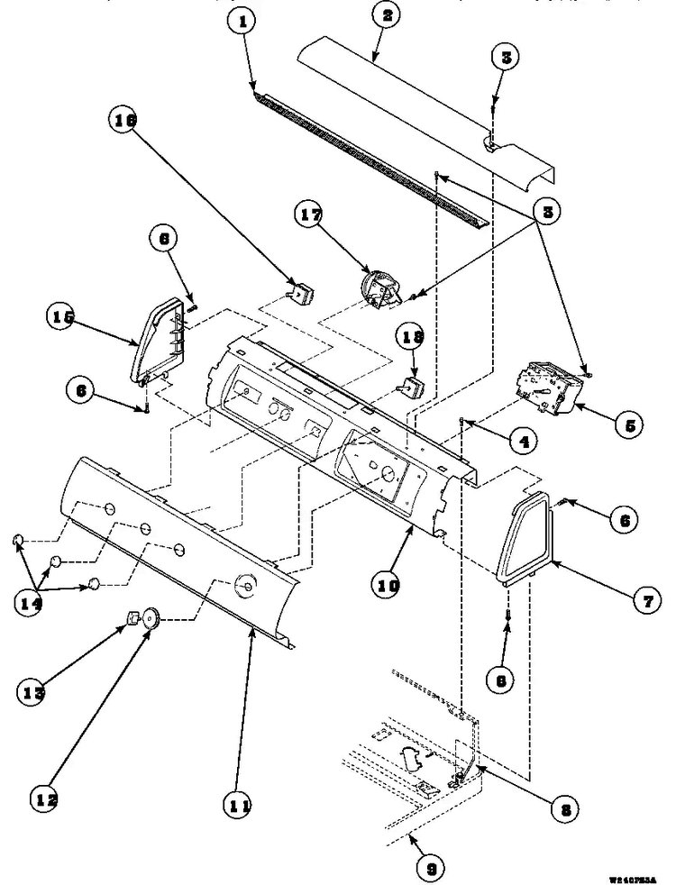 Graphic Panel, Control Mounting Plate And Controls Diagram and Parts List for CW8413W2-PCW8413W2  Crosley Washer