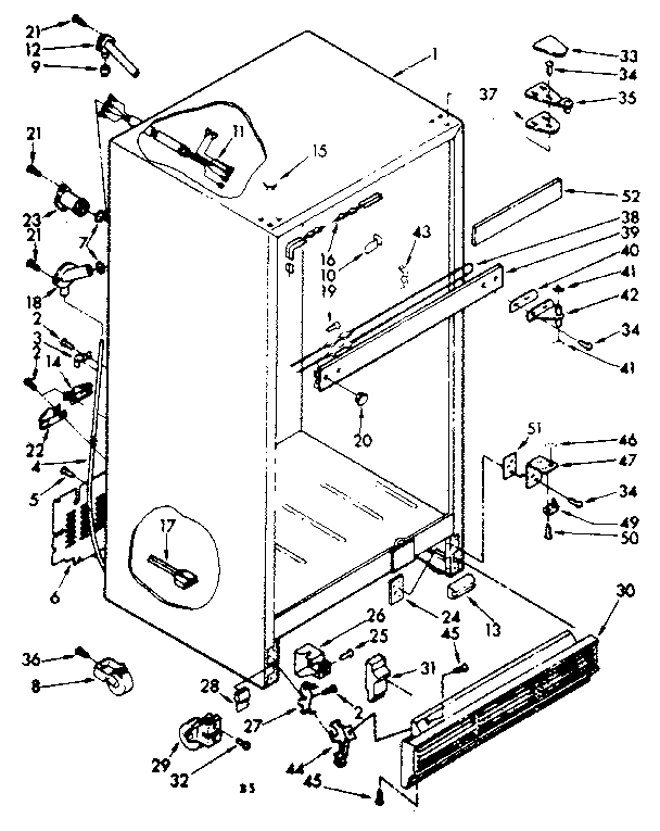 Cabinet Parts Diagram and Parts List for 106106813067  Kenmore Refrigerator