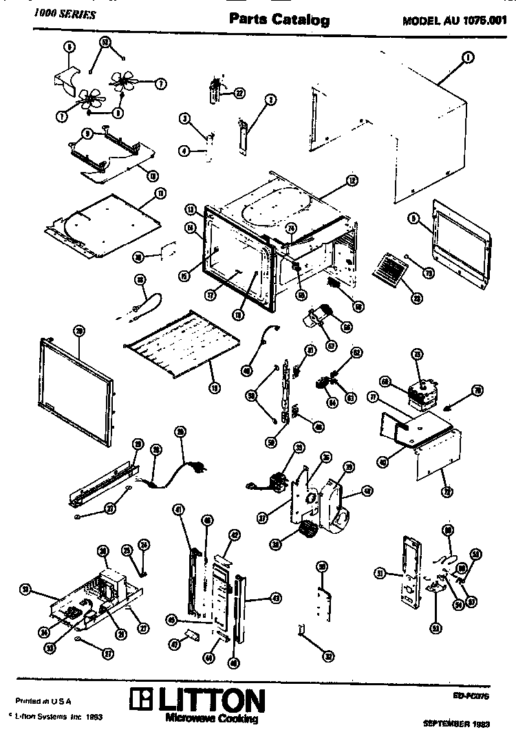 Replacement Parts Diagram and Parts List for AU1075001  Amana Microwave
