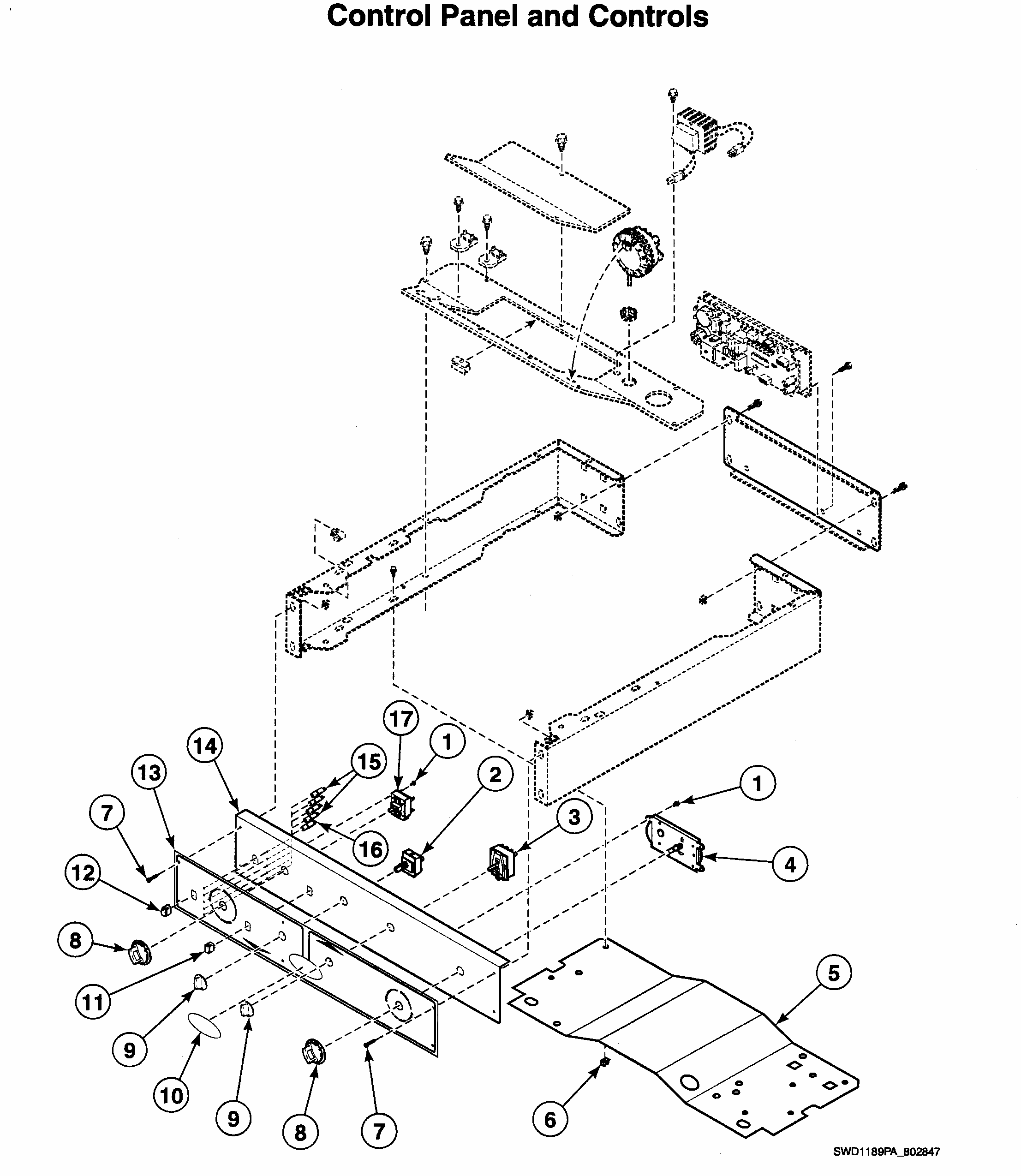 Controls 2 Diagram and Parts List for LTZA9AWN0902  Speed Queen Washer Dryer Combo