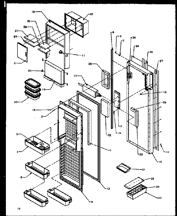 Refrigerator Door Diagram and Parts List for SXDE27NPL-P1162204WL  Amana Refrigerator