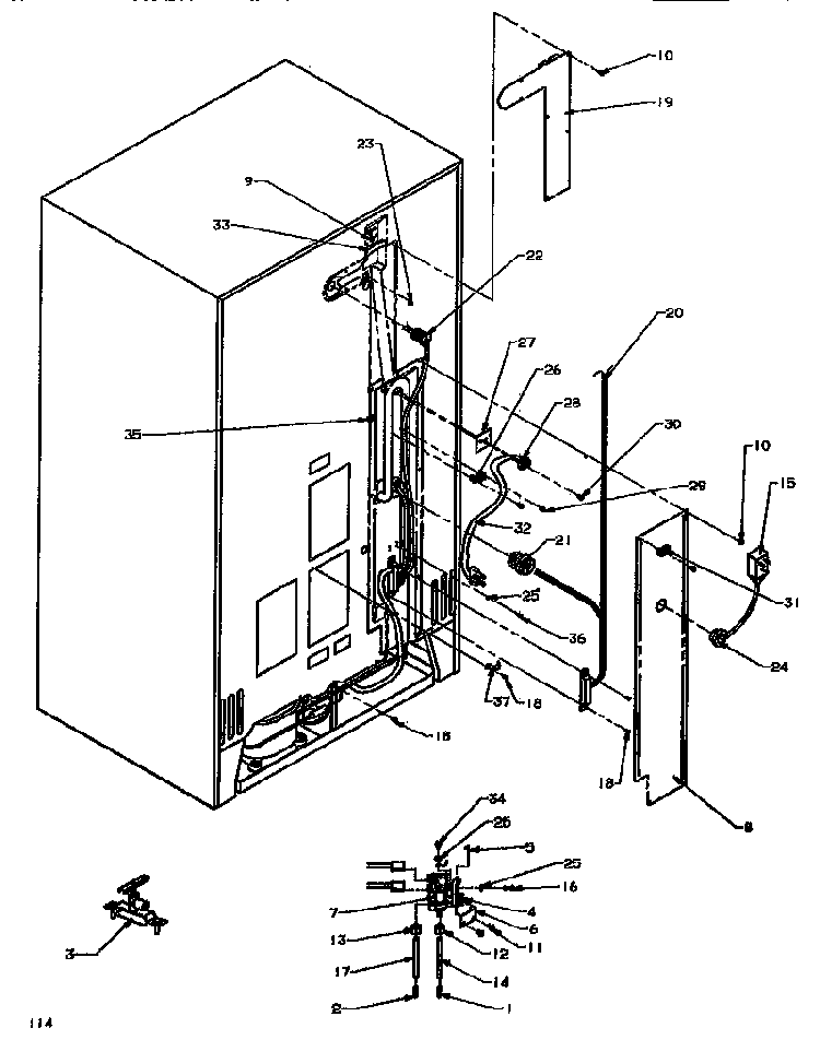Cabinet Back Diagram and Parts List for SSD522NBW-P1181001WW  Amana Refrigerator