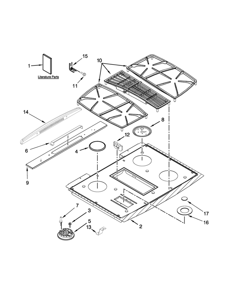 Cooktop Parts Diagram and Parts List for JGS9900CDF00  Jenn-Air Range