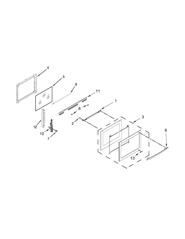 Door Parts Diagram and Parts List for JDS1450DS0  Jenn-Air Range