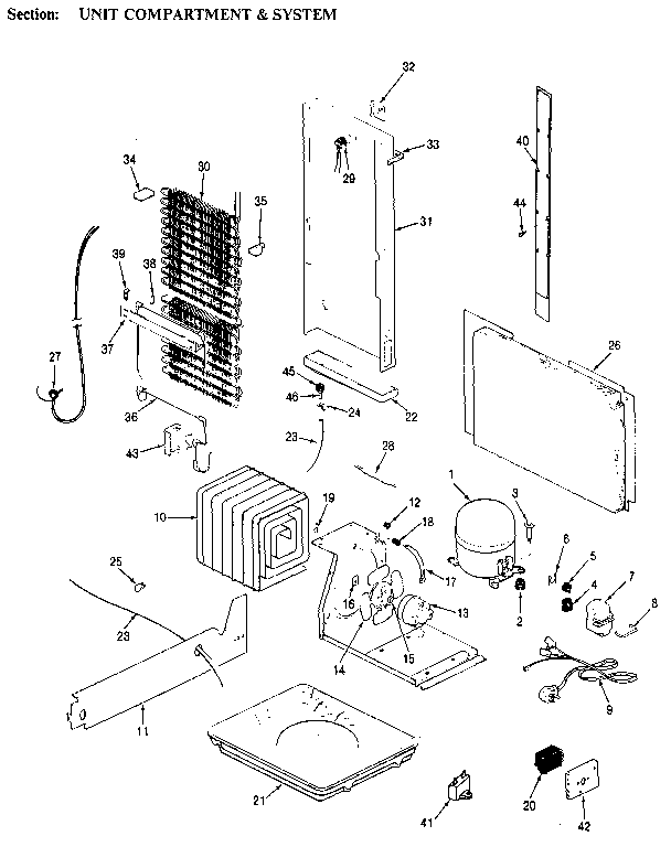 Unit Compartment & System Diagram and Parts List for JRSD246B MBQ81C Jenn-Air Refrigerator