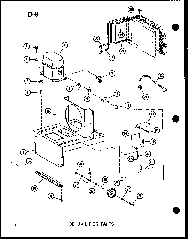 Dehumidifier Parts Diagram and Parts List for DH22-22W P69242-1R Amana Dehumidifier