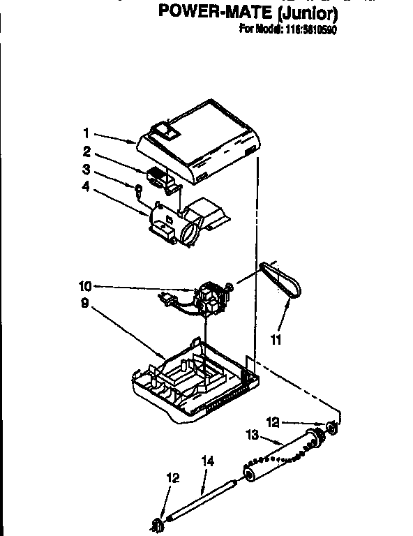 Power-mate Junior Diagram and Parts List for 1162541090  Kenmore Canister Vacuum