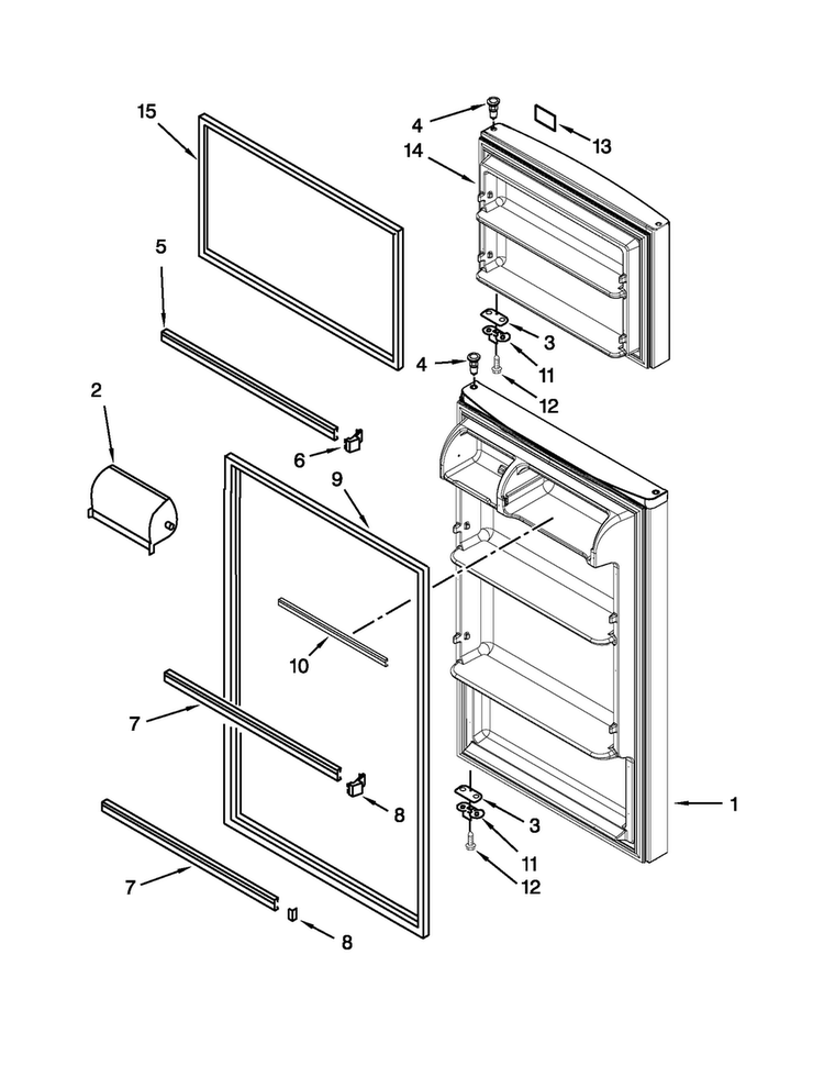 Door Parts Diagram and Parts List for A8RXNGFBS01  Amana Refrigerator