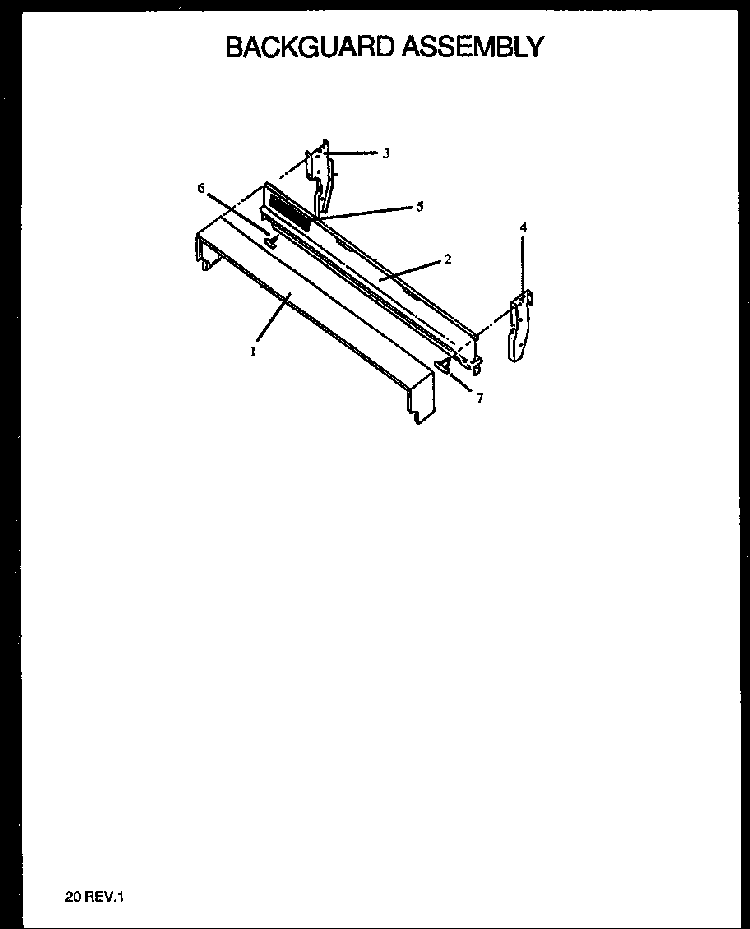 Backguard Assembly Diagram and Parts List for SBK29FA P1142362NL Amana Range