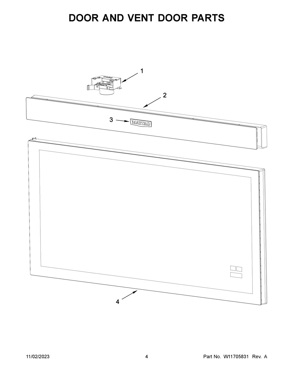 Door And Vent Door Parts Diagram and Parts List for YMMMF6030PZ00  Maytag Microwave