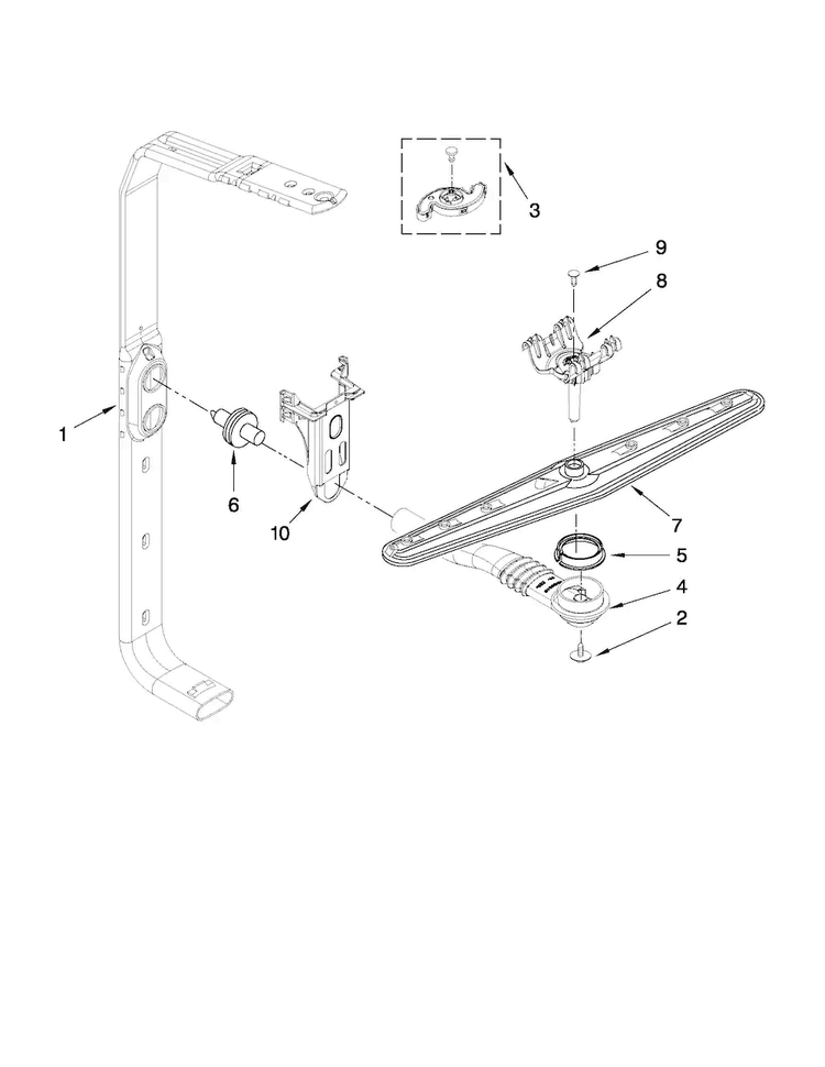 Upper Wash And Rinse Parts Diagram and Parts List for MDB7749AWB2  Maytag Dishwasher
