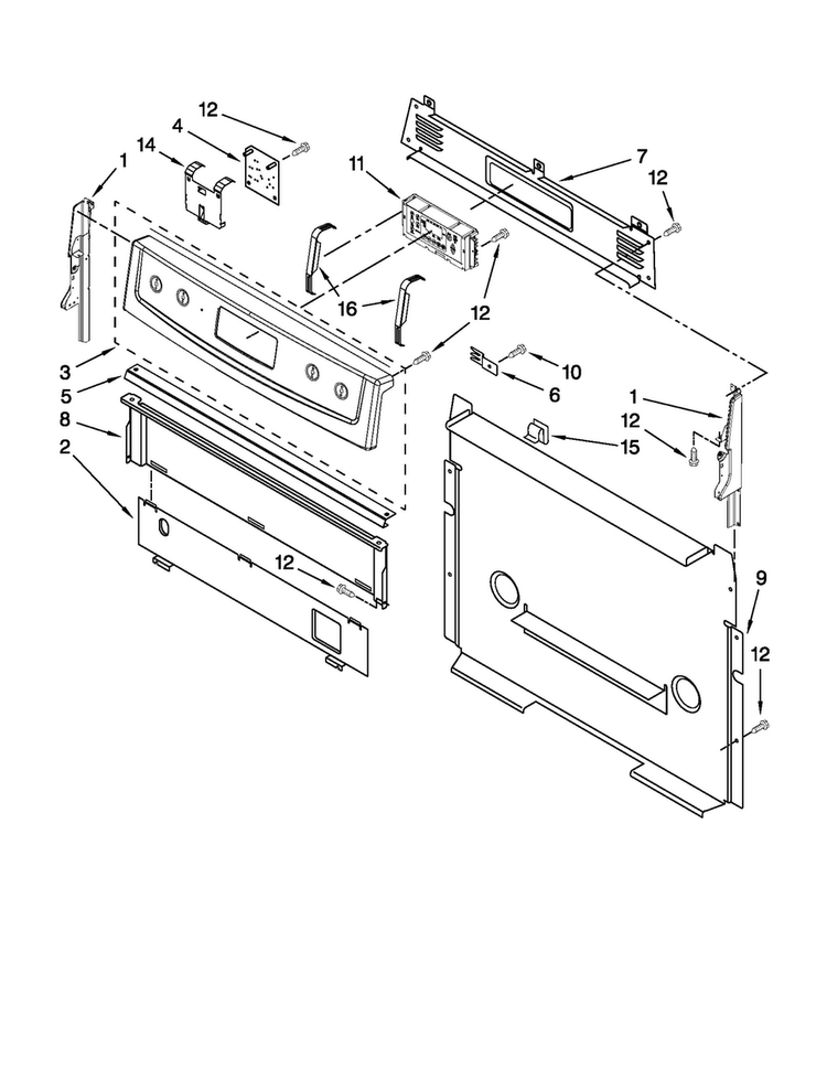 Control Panel Parts Diagram and Parts List for MGR7665WS1  Maytag Range