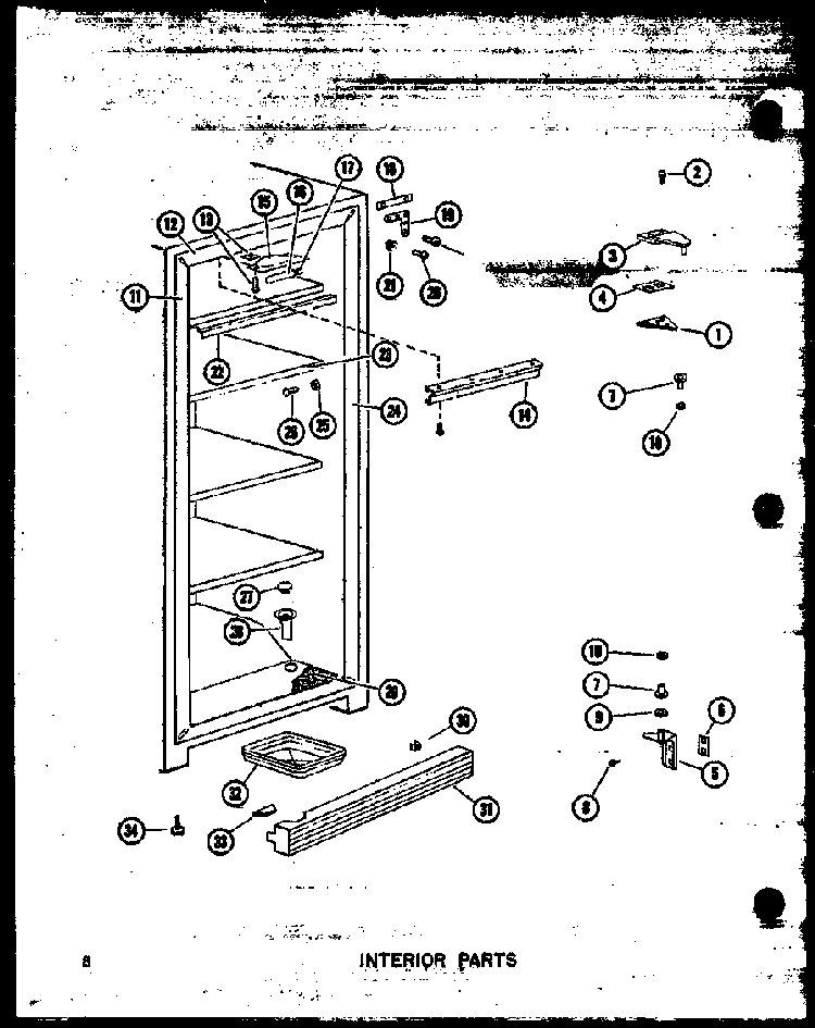 Interior Parts Diagram and Parts List for UC22 P60345-74W Amana Freezer