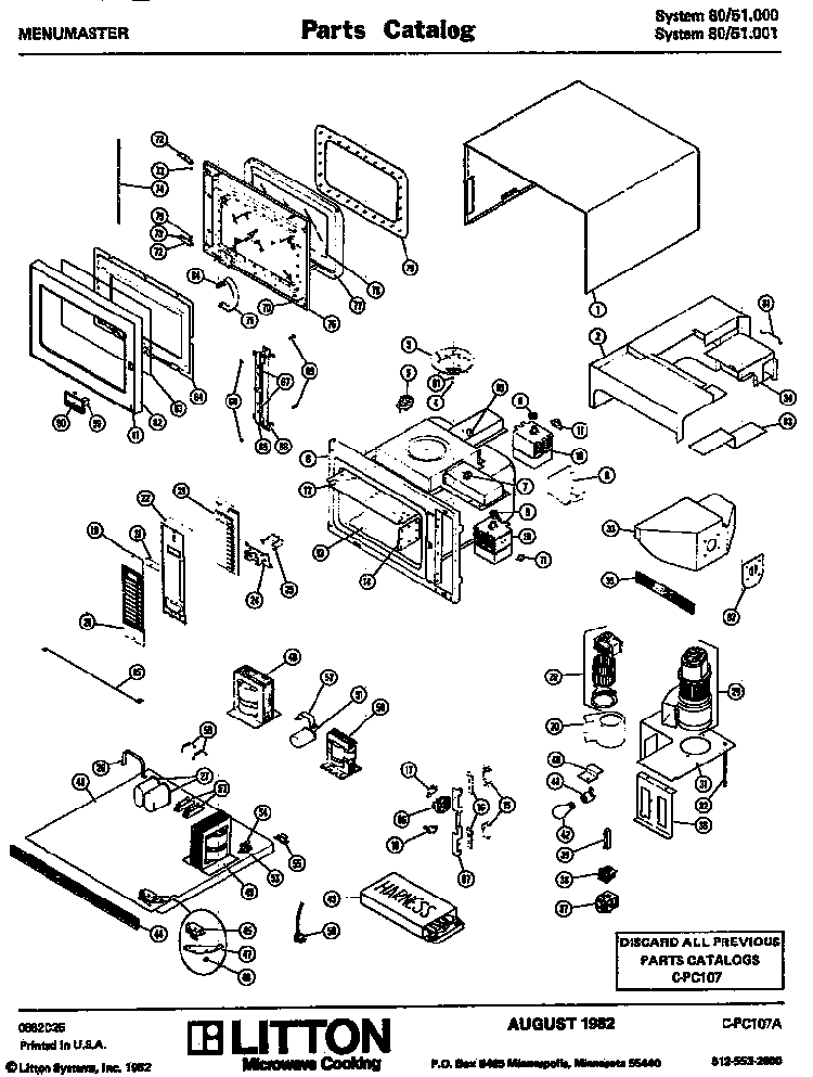 Section 2 Diagram and Parts List for 80 51001 Amana Microwave