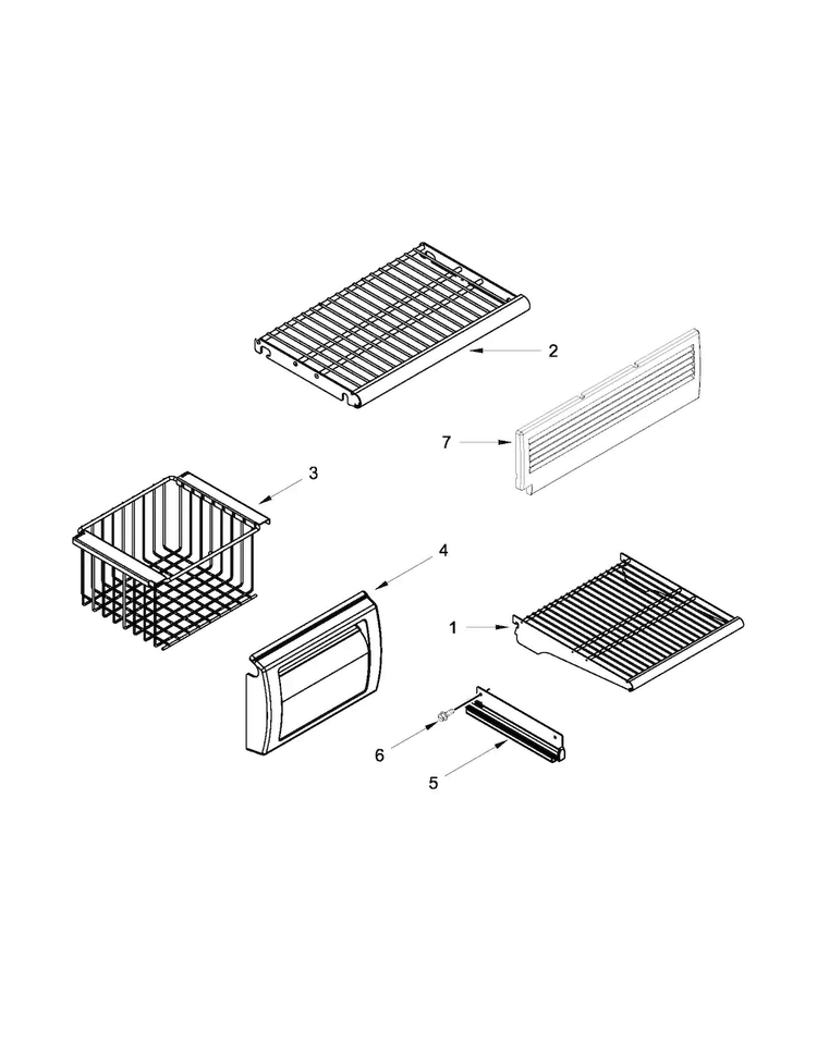 Freezer Shelf Parts Diagram and Parts List for JS48PPDUDB14  Jenn-Air Refrigerator