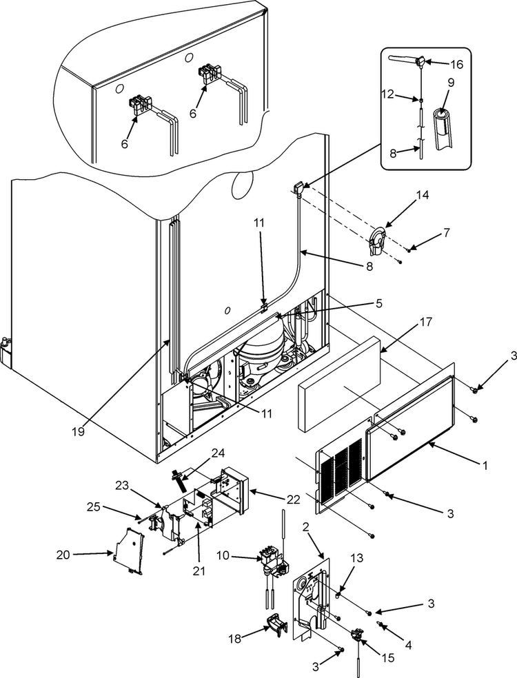 Cabinet Back Diagram and Parts List for JFC2089HPR  Jenn-Air Refrigerator
