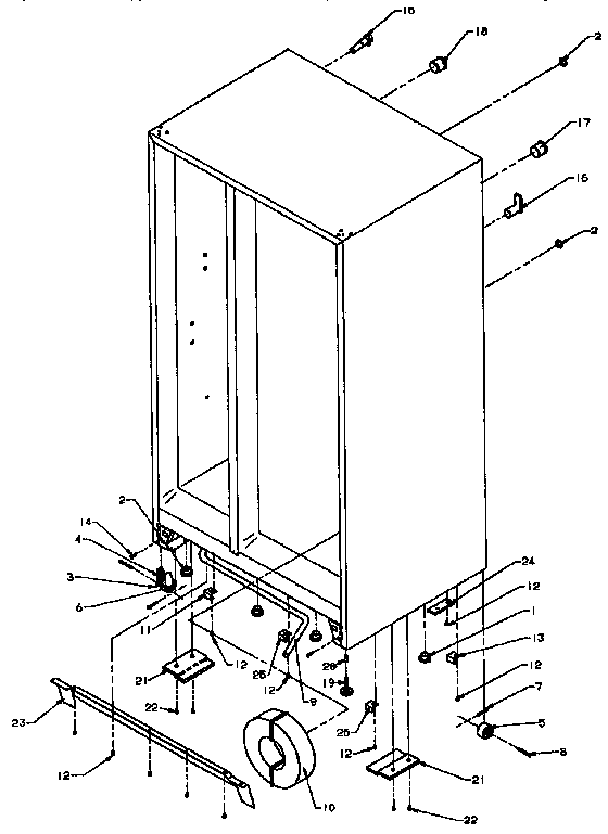 Drain And Rollers Diagram and Parts List for SXD25NP-P1162420W  Amana Refrigerator