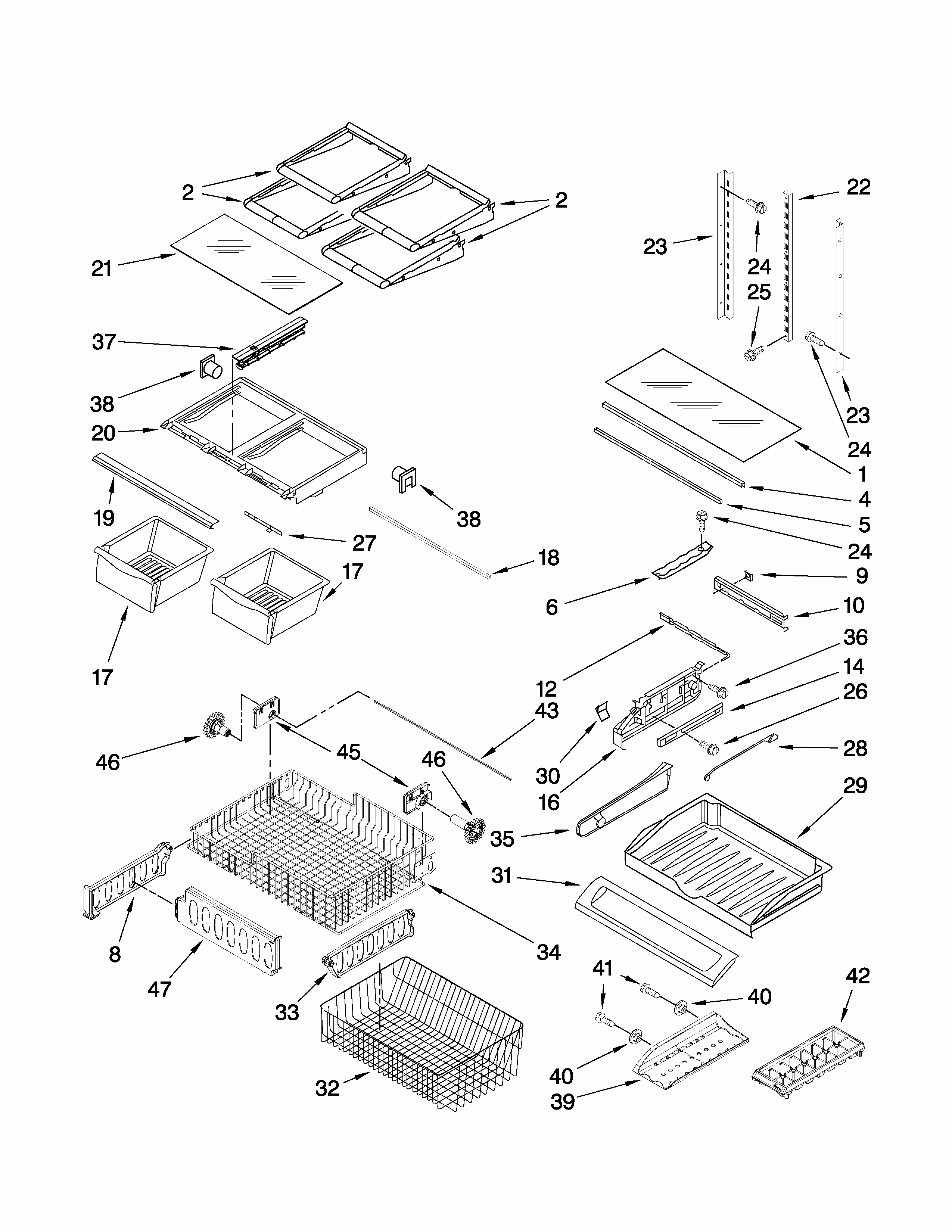 Shelf Parts Diagram and Parts List for G32526PEKS6  Maytag Refrigerator