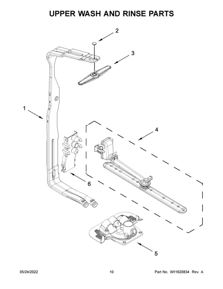 Upper Wash And Rinse Parts Diagram and Parts List for MDB7959SKZ1  Maytag Dishwasher