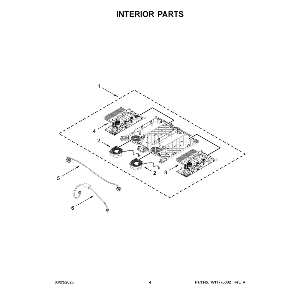 Interior Parts Diagram and Parts List for JICT730SB00  Jenn-Air Cooktop