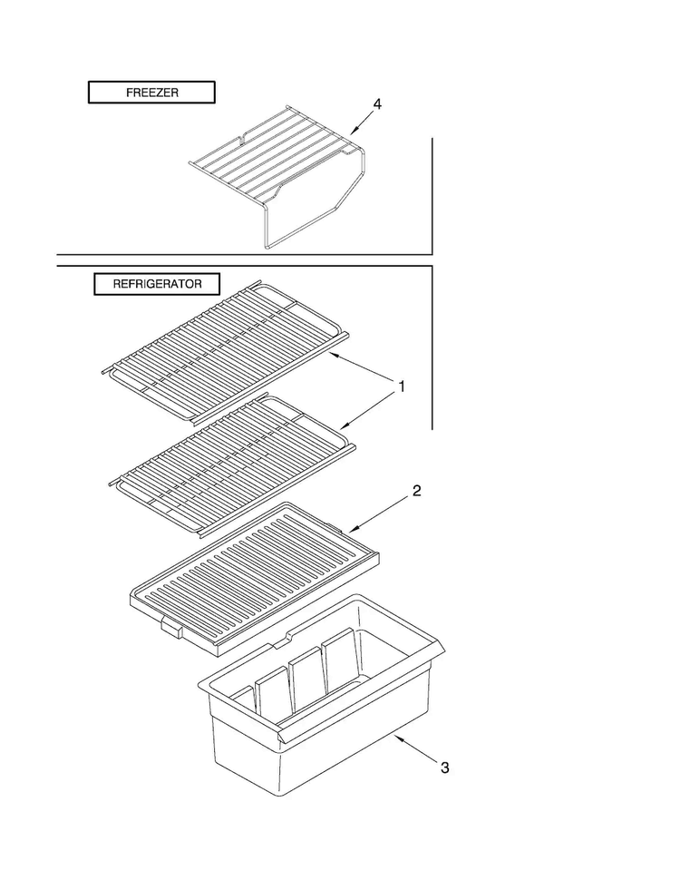 Shelf Parts Diagram and Parts List for A8TXNWFXB00  Amana Refrigerator
