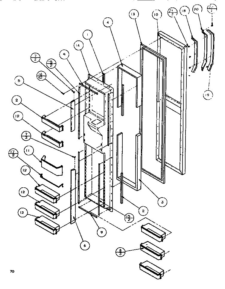Freezer Door Diagram and Parts List for SBDE520K-P1109903W  Amana Refrigerator