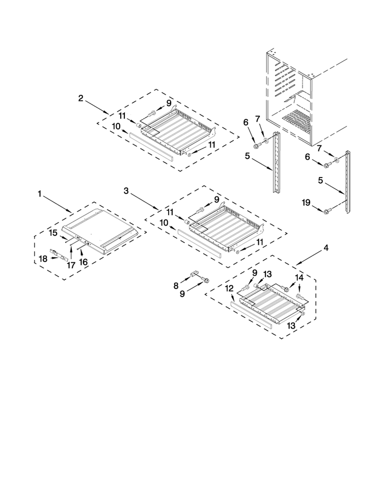 Shelf Parts Diagram and Parts List for JUW248LWRS00  Jenn-Air Wine and Beverage Cooler