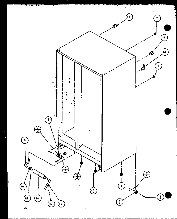 Rollers And Back Unit Diagram and Parts List for 36041W-P1122101WW  Amana Refrigerator