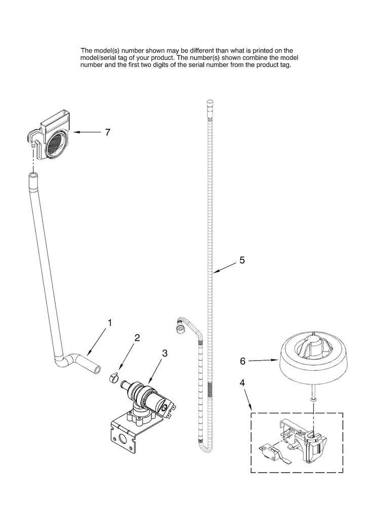 Fill And Overfill Parts Diagram and Parts List for ADB3500AWS0  Amana Dishwasher