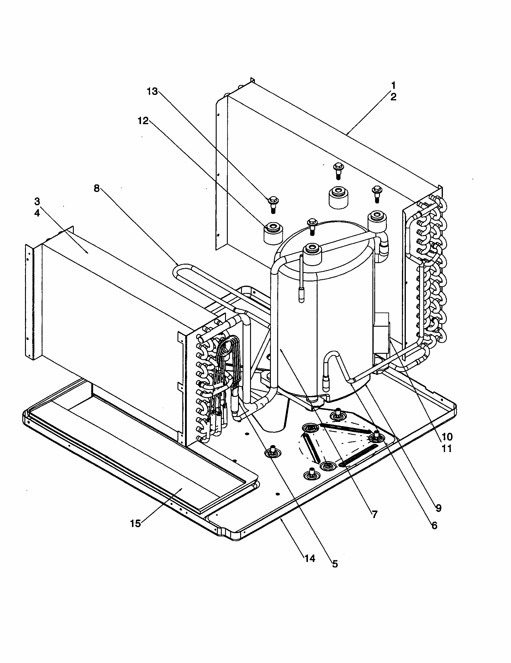 Evaporator/condenser/compressor Diagram and Parts List for RE18010C2D REV C Amana Air Conditioner