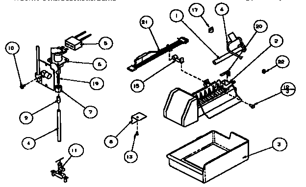 Add-on Ice Maker Assembly Diagram and Parts List for TS18RB-P1158407W  Amana Refrigerator