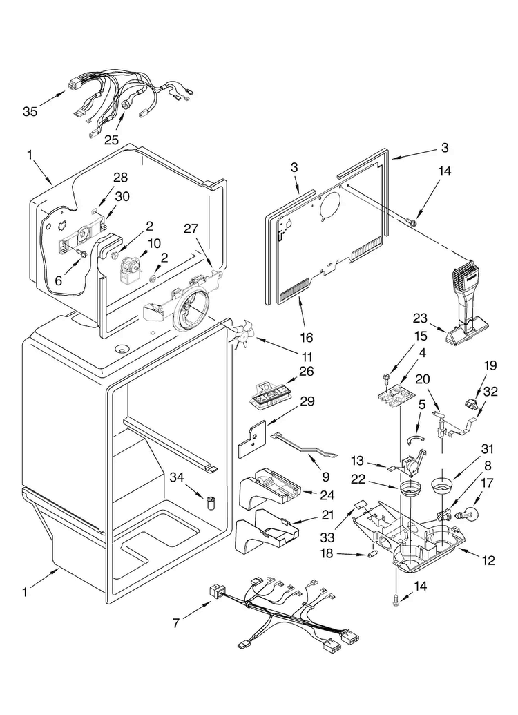 Liner Parts Diagram and Parts List for M1TXEMMWB00  Maytag Refrigerator