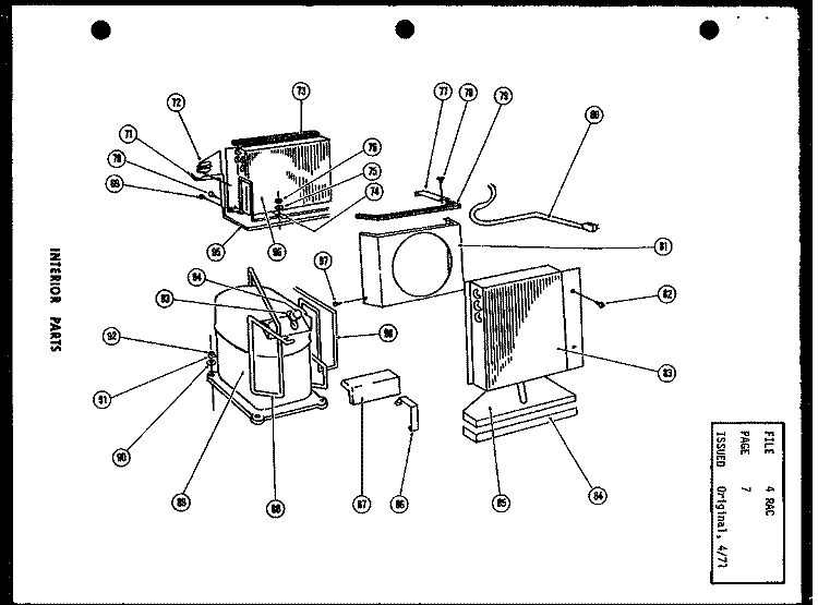 INTERIOR PARTS Diagram and Parts List for FC09-3H P5439040R Amana Air Conditioner