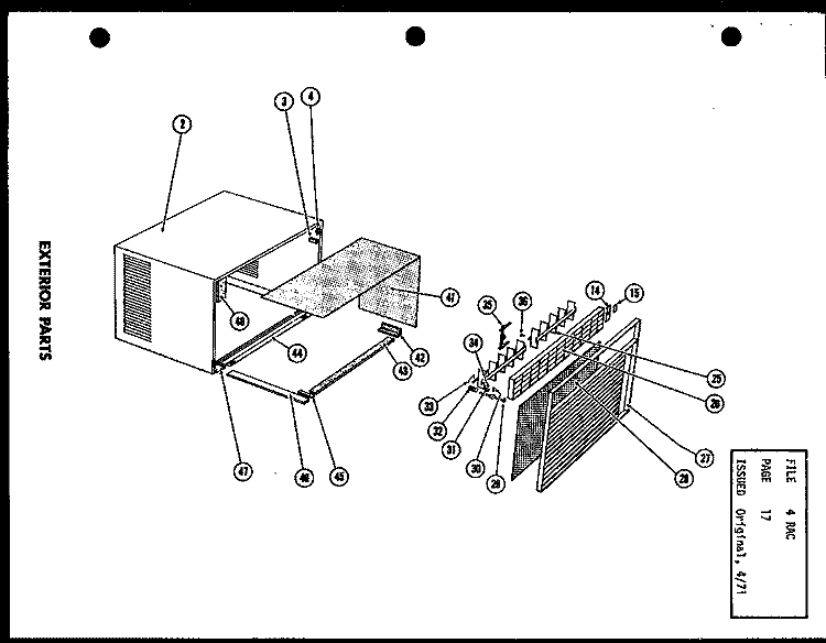 EXTERIOR PARTS Diagram and Parts List for FC18-3H P5465501R Amana Air Conditioner