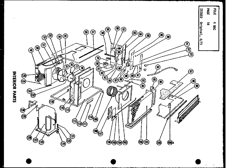 INTERIOR PARTS Diagram and Parts List for FC18-3H P5465501R Amana Air Conditioner