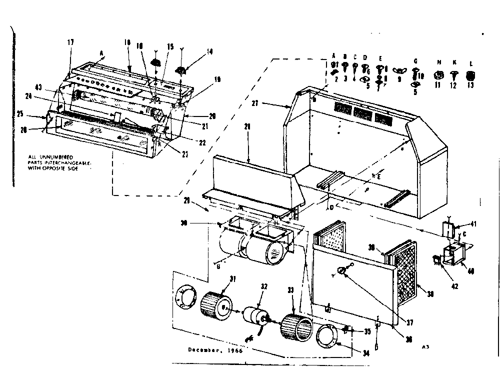 Range Hood Diagram and Parts List for 8505436700  Kenmore Range Hood