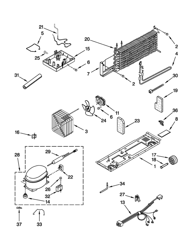 Unit Parts Diagram and Parts List for M8RXCGFXW02  Maytag Refrigerator