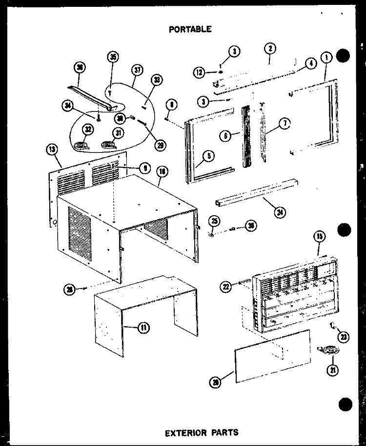 EXTERIOR PARTS Diagram and Parts List for 8-SPMW P5497214R Amana Air Conditioner