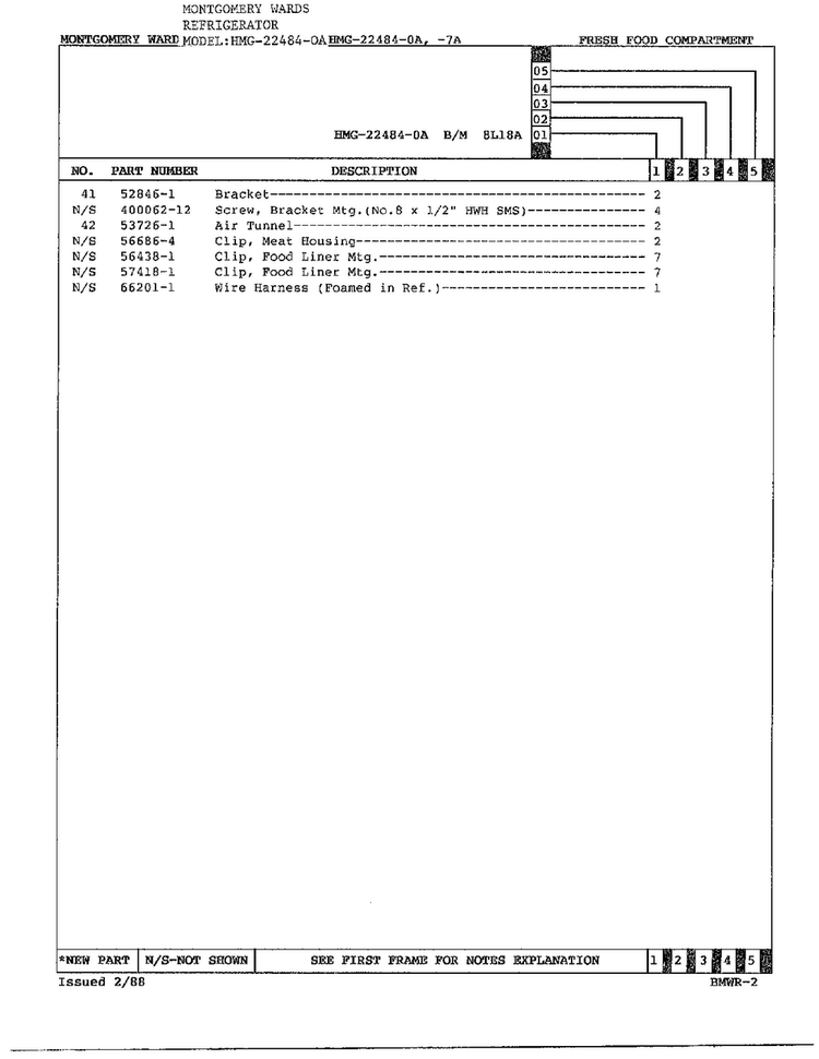 Fresh Food Compartment Page 3 Diagram and Parts List for 22484-OA  Admiral Refrigerator