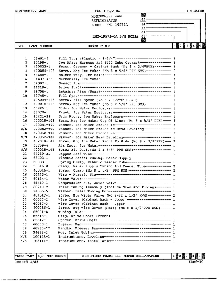 Ice Maker Page 2 Diagram and Parts List for 19572A  Admiral Refrigerator