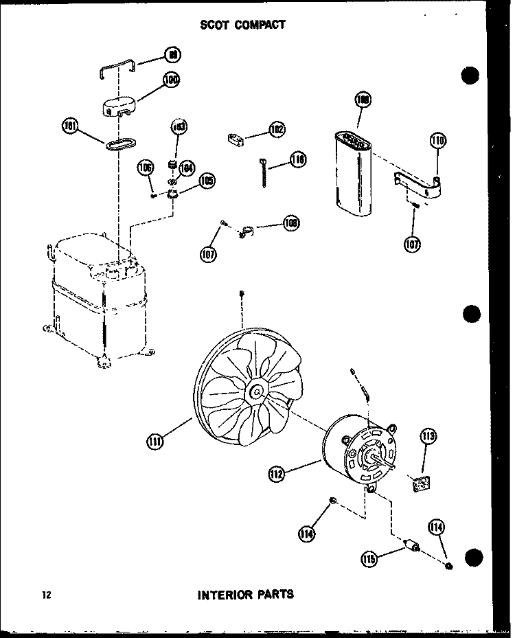 INTERIOR PARTS Diagram and Parts List for 13-3MW P5497440R Amana Air Conditioner
