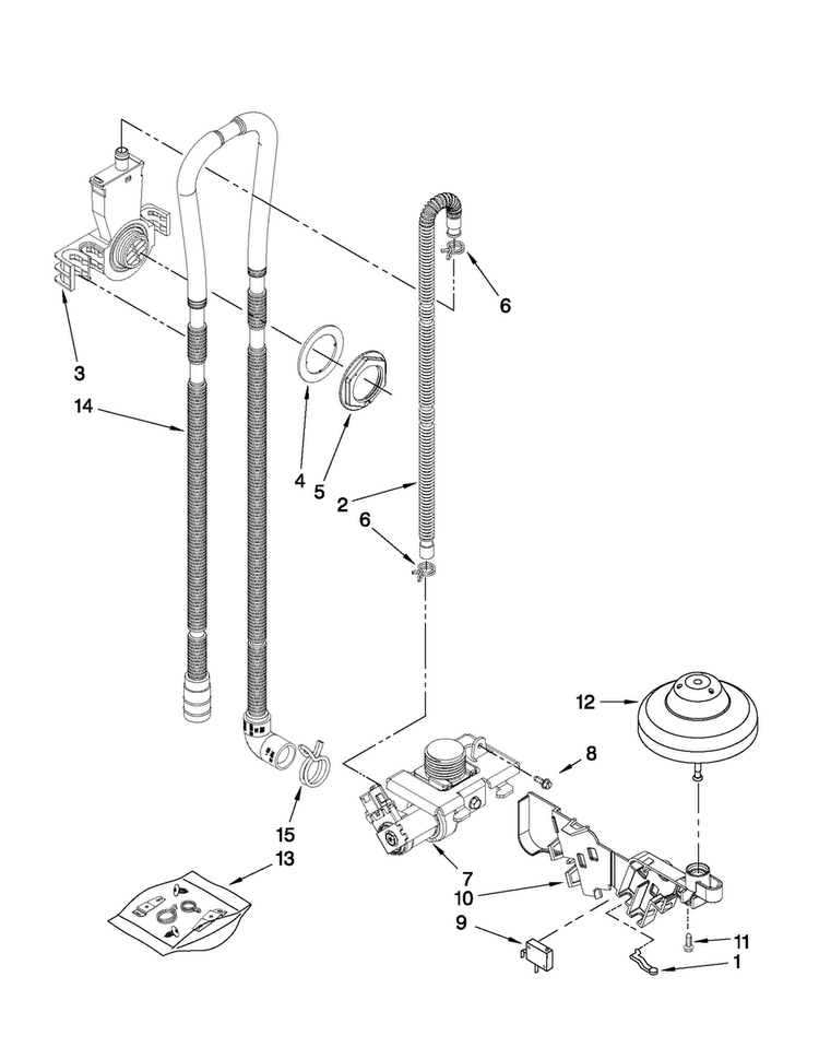 Fill, Drain And Overfill Parts Diagram and Parts List for CUD6710XB3  Crosley Dishwasher