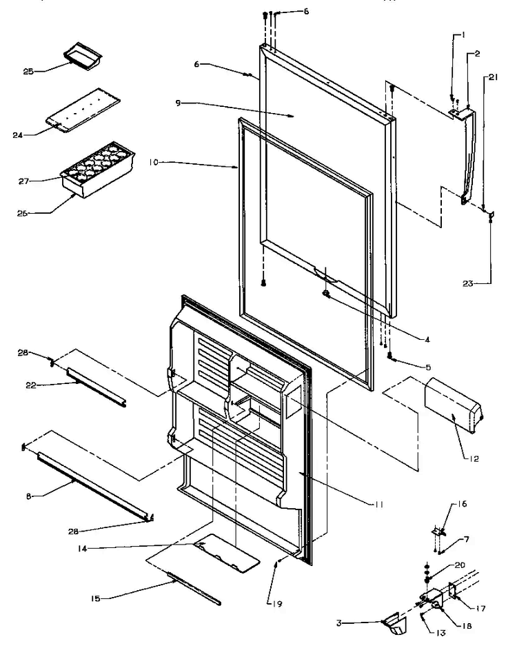 Refrigerator Door Diagram and Parts List for TB18RL-P1184608WL  Amana Refrigerator